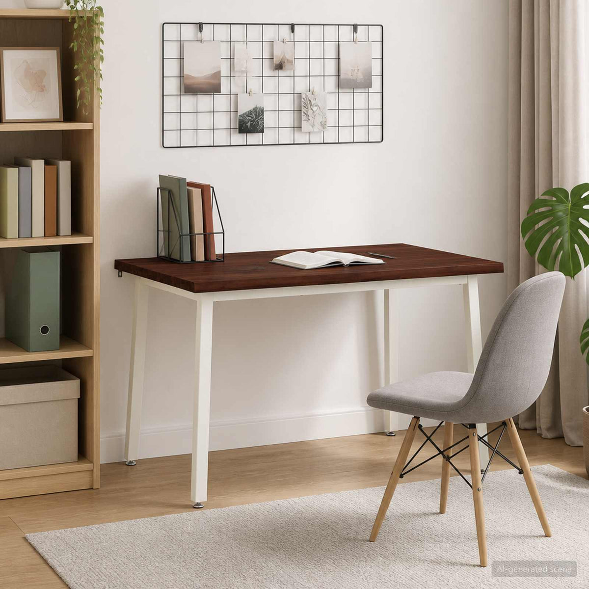 Dining Table 90 x 55 x 75 cm Solid Acacia Wood Live Edge Dark brown and white