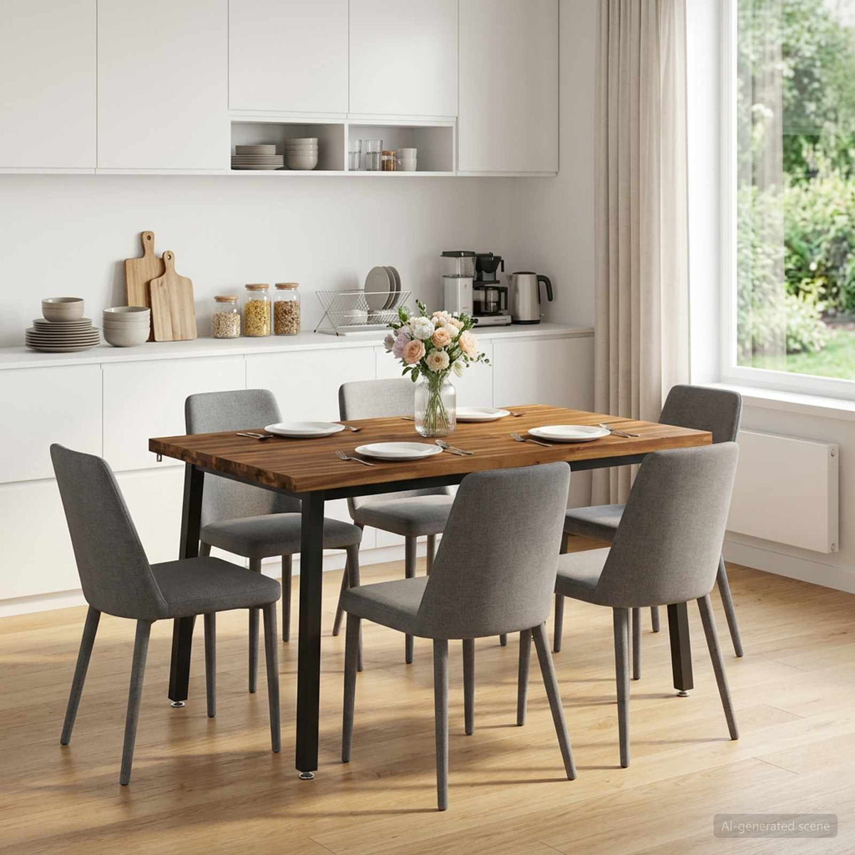Dining Table 90 x 55 x 75 cm Solid Acacia Wood Live Edge Natural and black