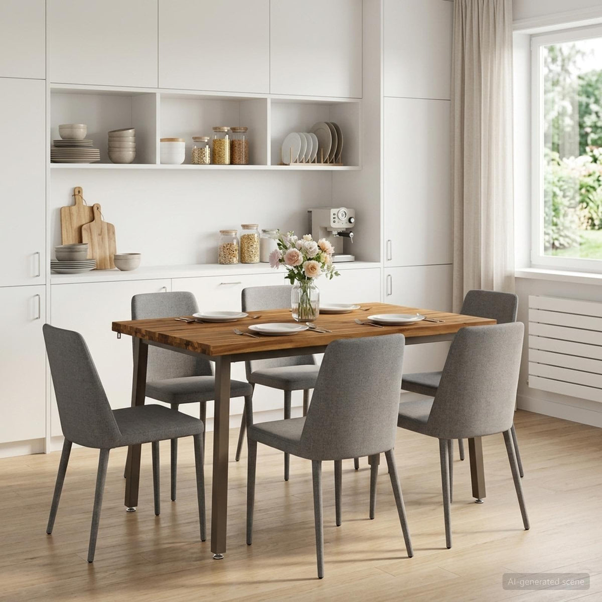 Dining Table 90 x 55 x 75 cm Solid Acacia Wood Live Edge Natural and coffee