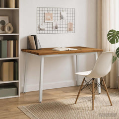 Dining Table 110 x 55 x 75 cm Solid Acacia Wood Live Edge Natural and white