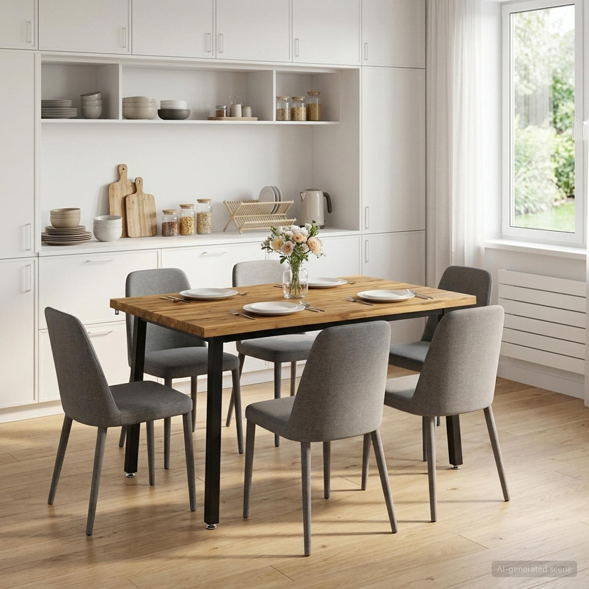Dining Table 90 x 55 x 75 cm Solid Acacia Wood Live Edge Whitewash and Black