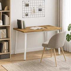 Dining Table 90 x 55 x 75 cm Solid Acacia Wood Live Edge Whitewash and White