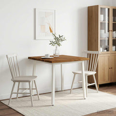Dining Table Solid Acacia Wood Square Depth 80 cm Natural and white 80 cm