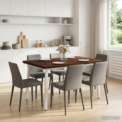 Dining Table Solid Acacia Wood Square Depth 80 cm Dark brown and white 120 cm