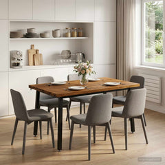 Dining Table Solid Acacia Wood Square Depth 80 cm Natural and black 120 cm