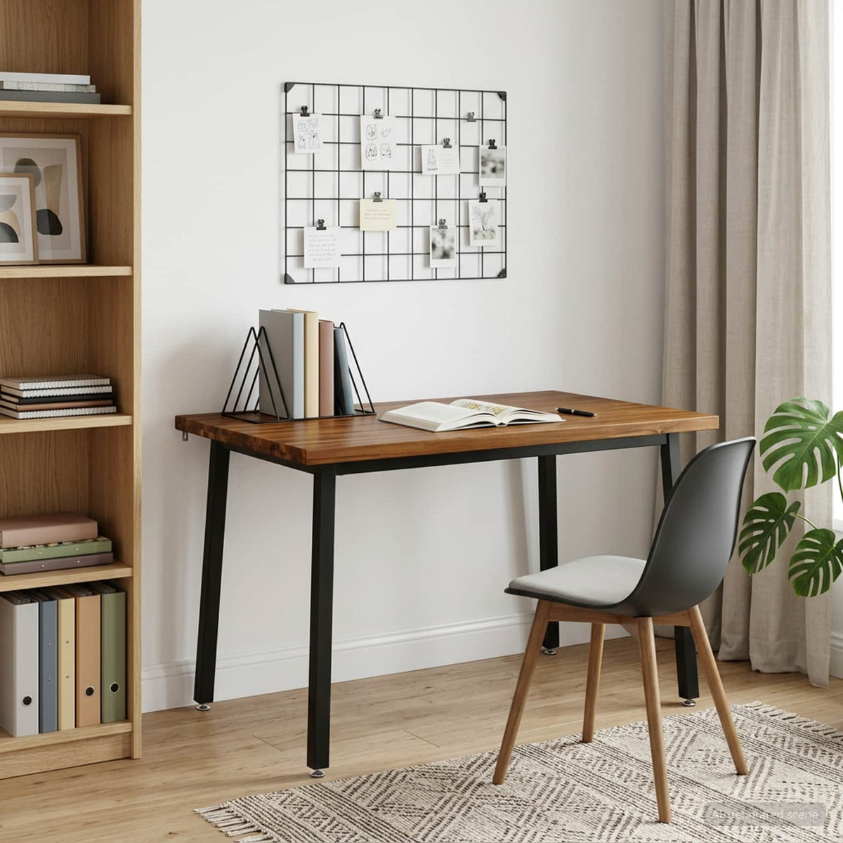 Dining Table Solid Acacia Wood Square Depth 80 cm Natural and black 120 cm
