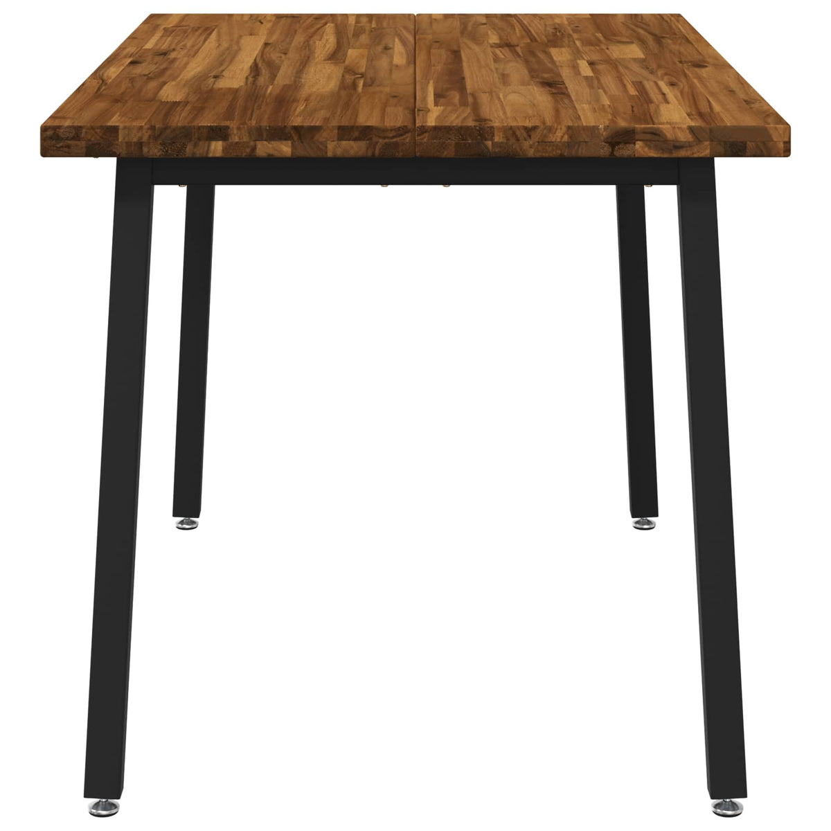 Dining Table Solid Acacia Wood Square Depth 80 cm Natural and black 120 cm