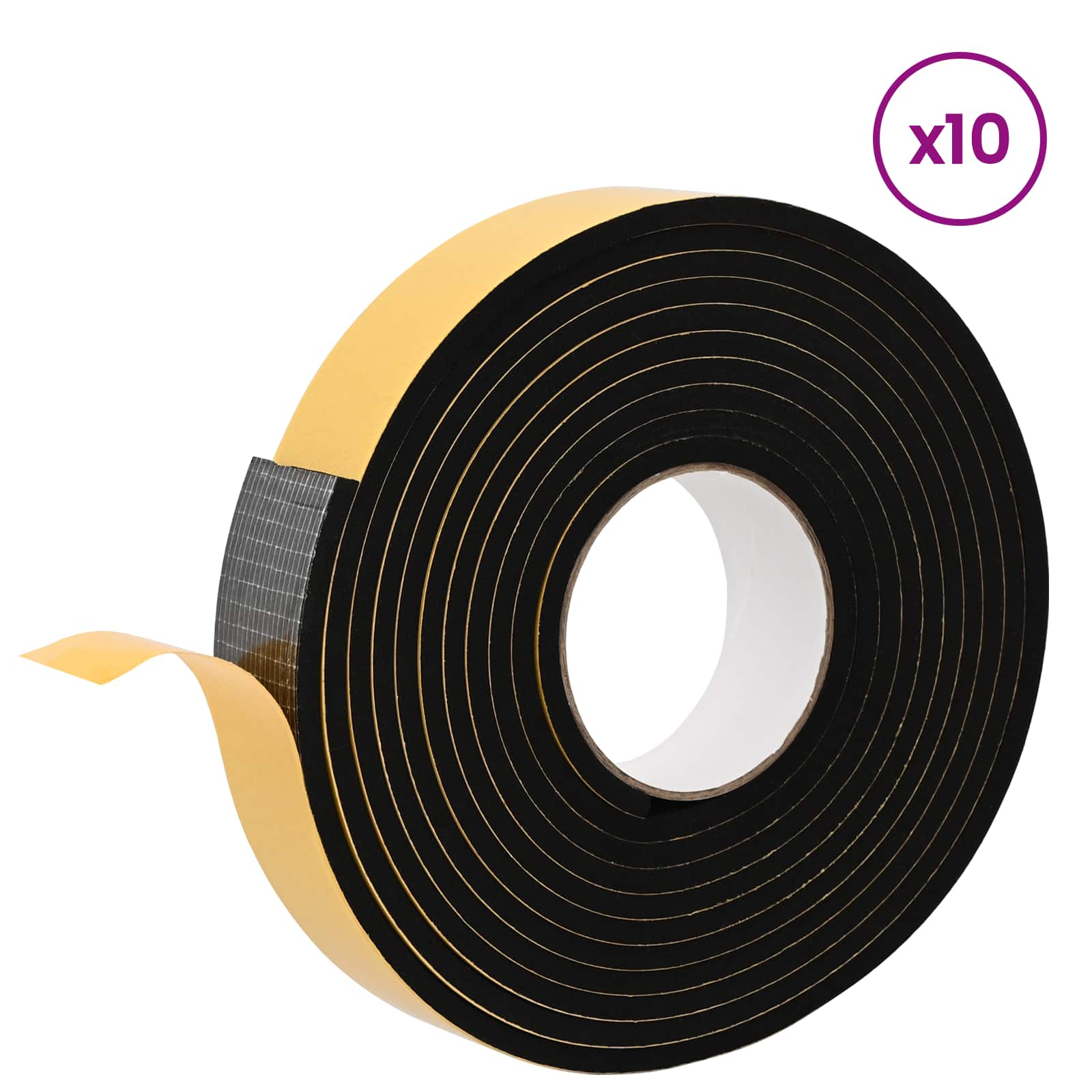 vidaXL Self-adhesive Foam Tape 10 pcs Black 30mm x 5m CR Foam 3