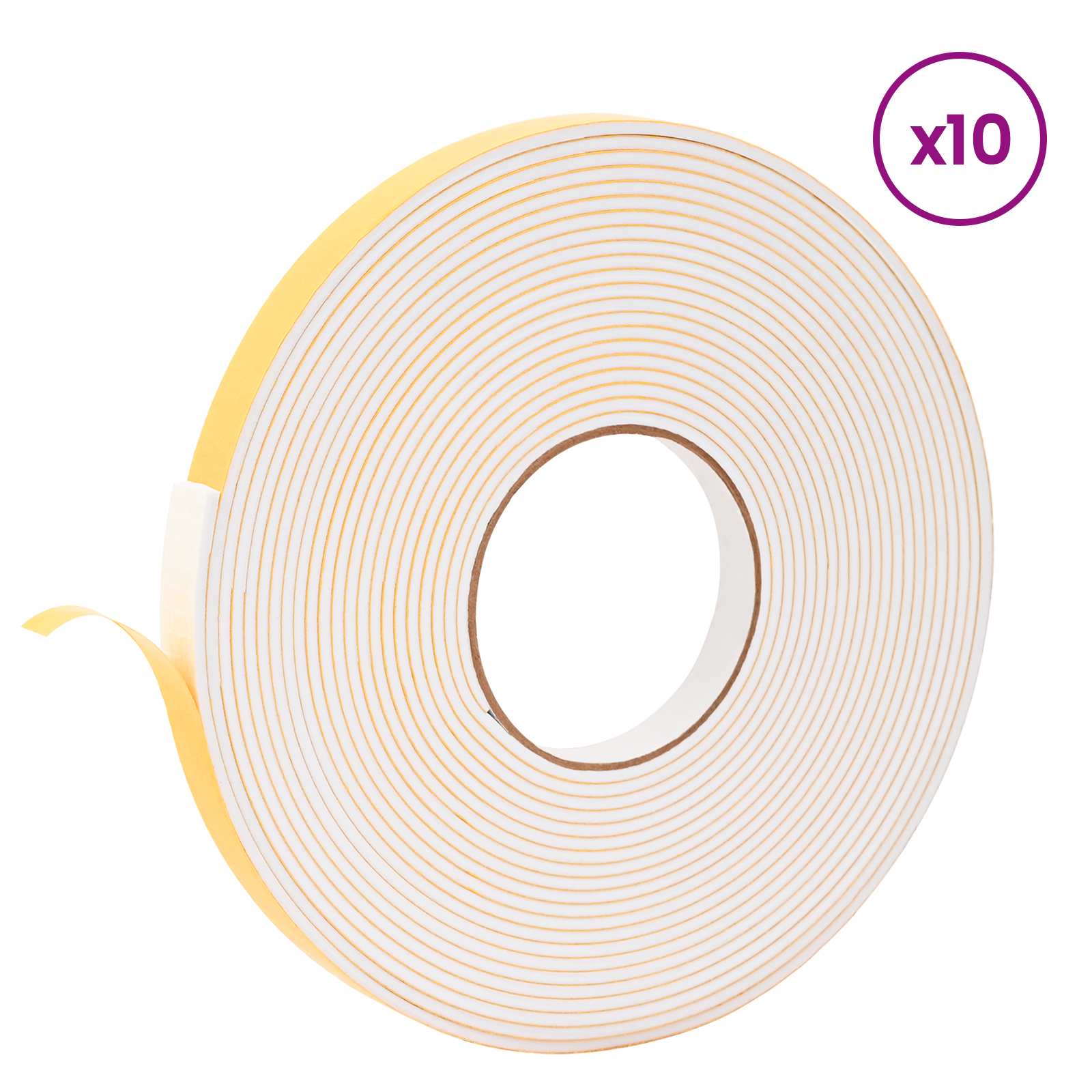 vidaXL Self-adhesive Foam Tape 10 pcs White 15mm x 10m CR Foam 3