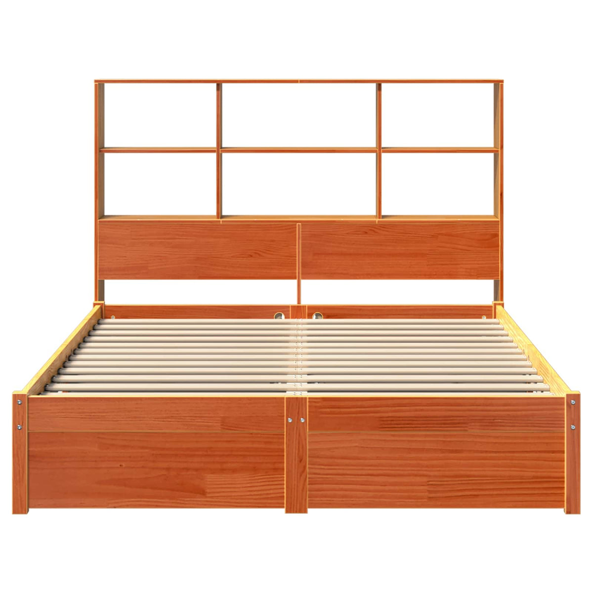 Bed Frame with Storage Headboard Wax Brown 150 cm