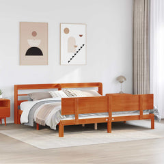 Bed Frame 2 pcs Solid Pine Wood Wax brown 180 cm 200 cm