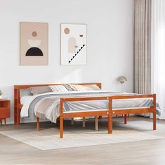 Bed Frame 2 pcs Solid Pine Wood Length 200 cm Wax brown 200 cm