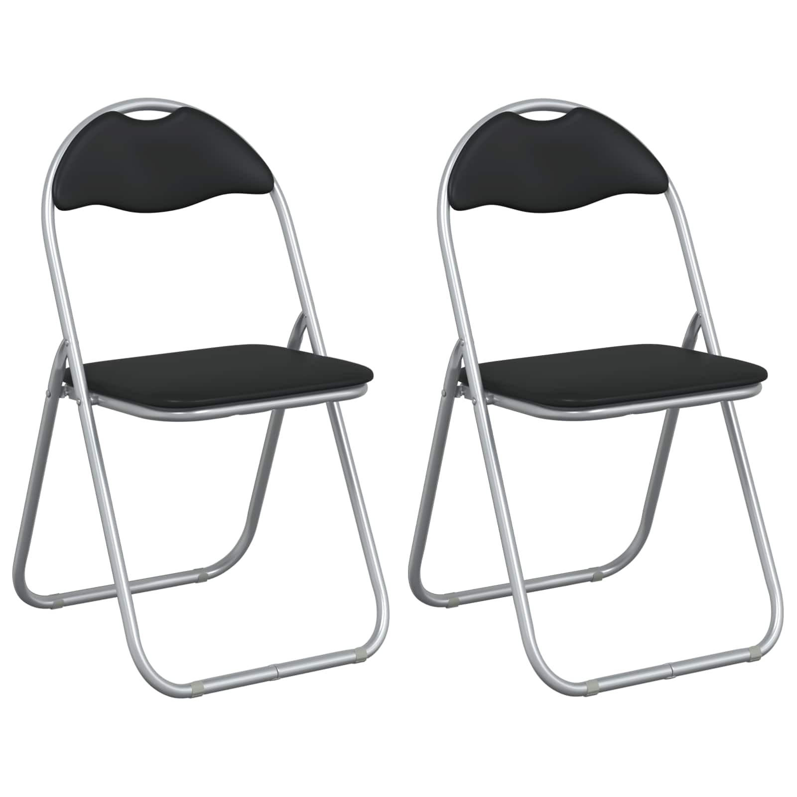vidaXL Folding Chair 2 pcs Black and Grey 48 x 43.5 x 81 cm 2