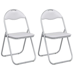 vidaXL Folding Chair 2 pcs Faux Leather White and Grey 2