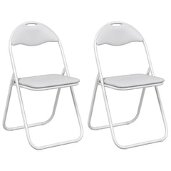 vidaXL Folding Chair 2 pcs Faux Leather White 48 x 43.5 x 81 cm 2