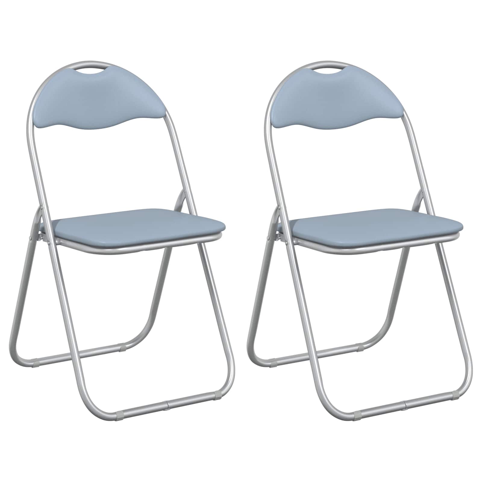 vidaXL Folding Chair 2 pcs Faux Leather Grey 48 x 43.5 x 81 cm 2