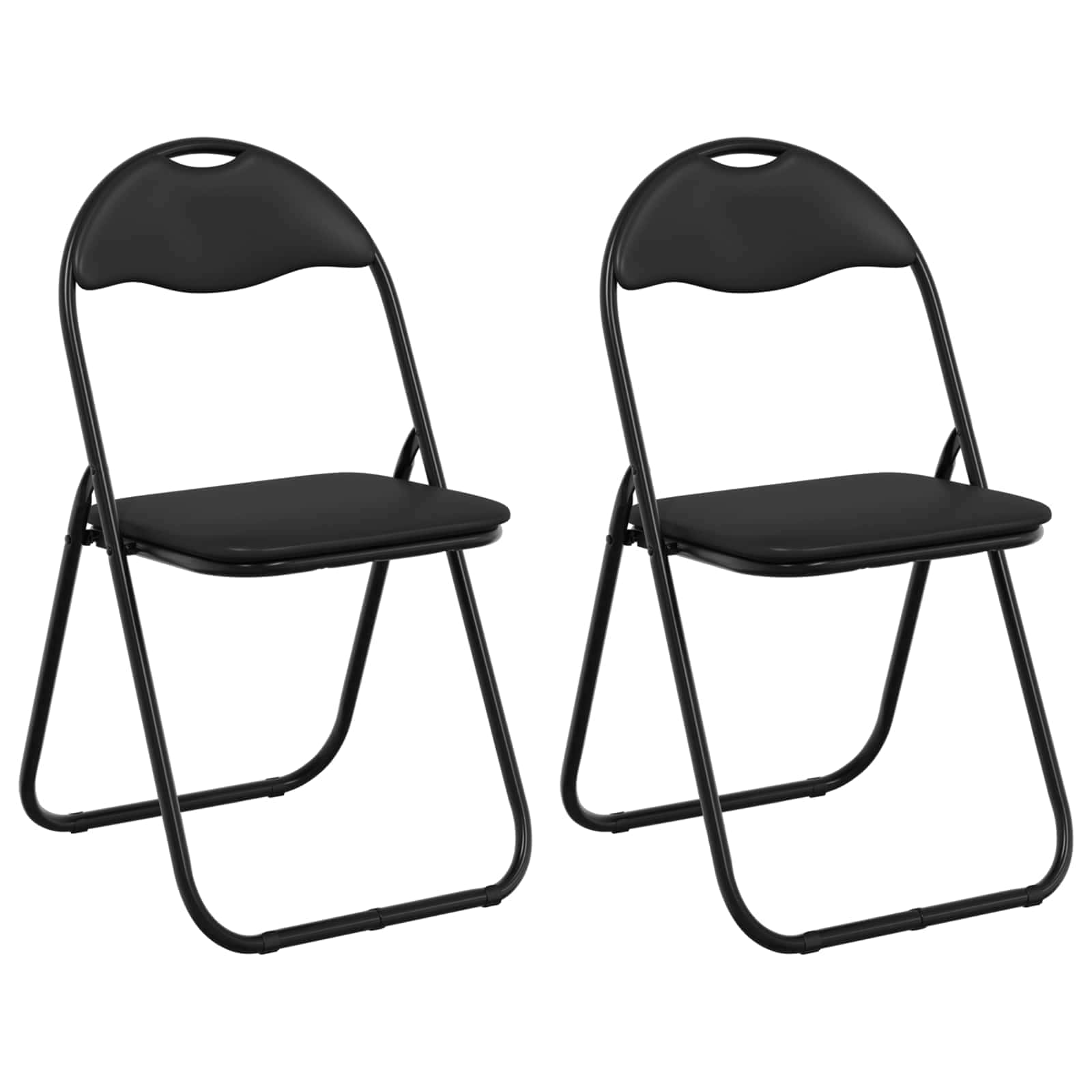 vidaXL Folding Chair 2 pcs Faux Leather Black 48 x 43.5 x 81 cm 2