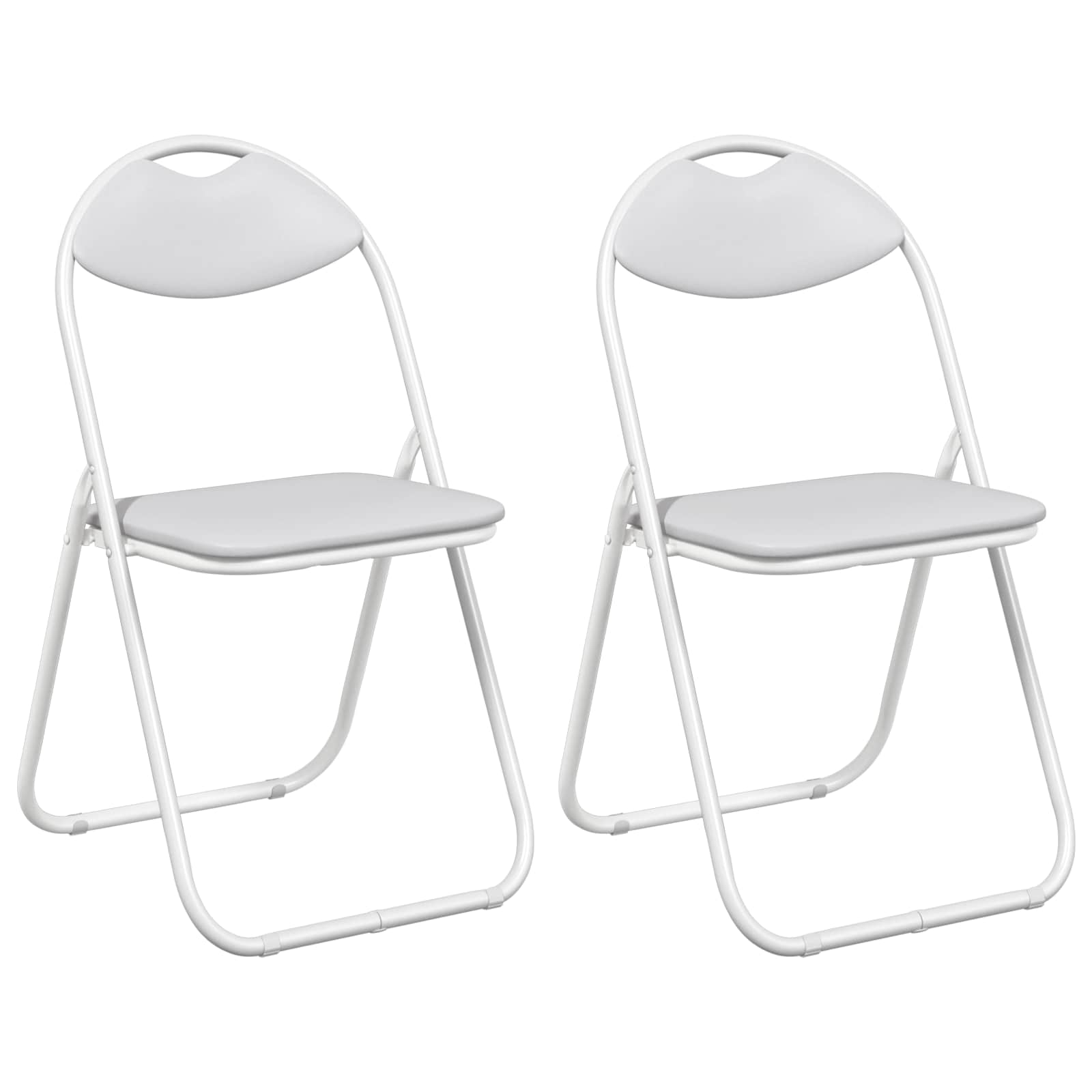 vidaXL Folding Chair 2 pcs Faux Leather White 48 x 43.5 x 81 cm 2