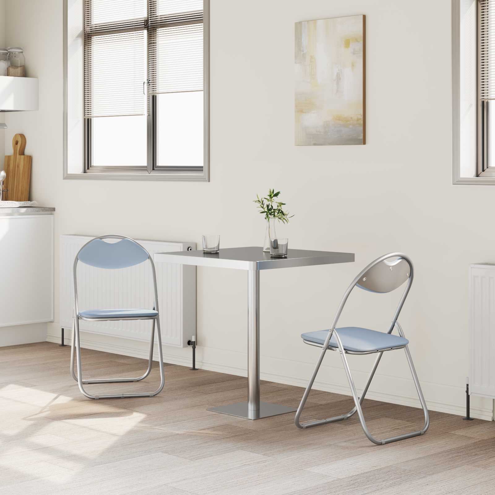 vidaXL Folding Chair 2 pcs Faux Leather Grey 48 x 43.5 x 81 cm 3