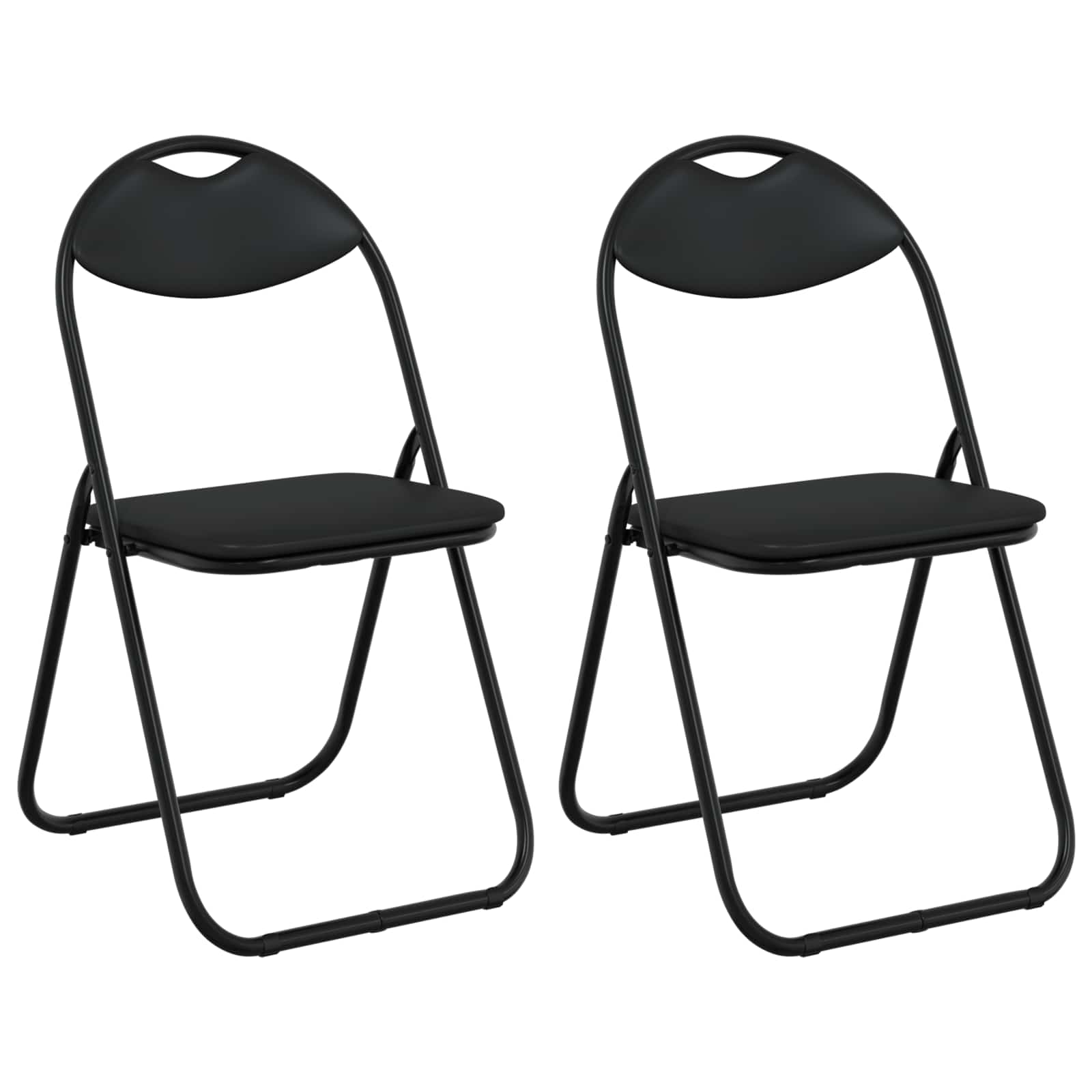 vidaXL Folding Chair 2 pcs Faux Leather Black 48 x 43.5 x 81 cm 2