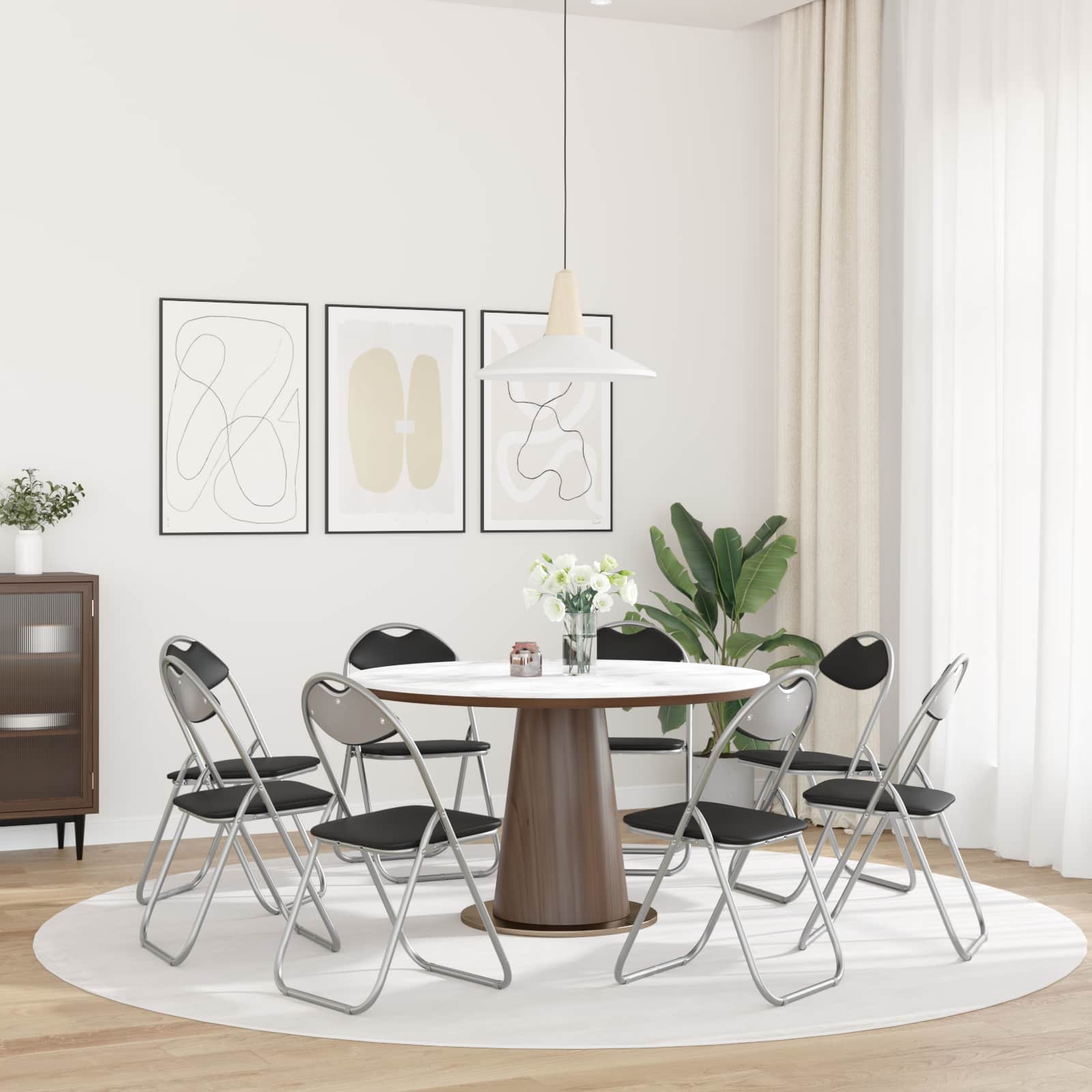 vidaXL Folding Chair 8 pcs Faux Leather Black and Grey 4