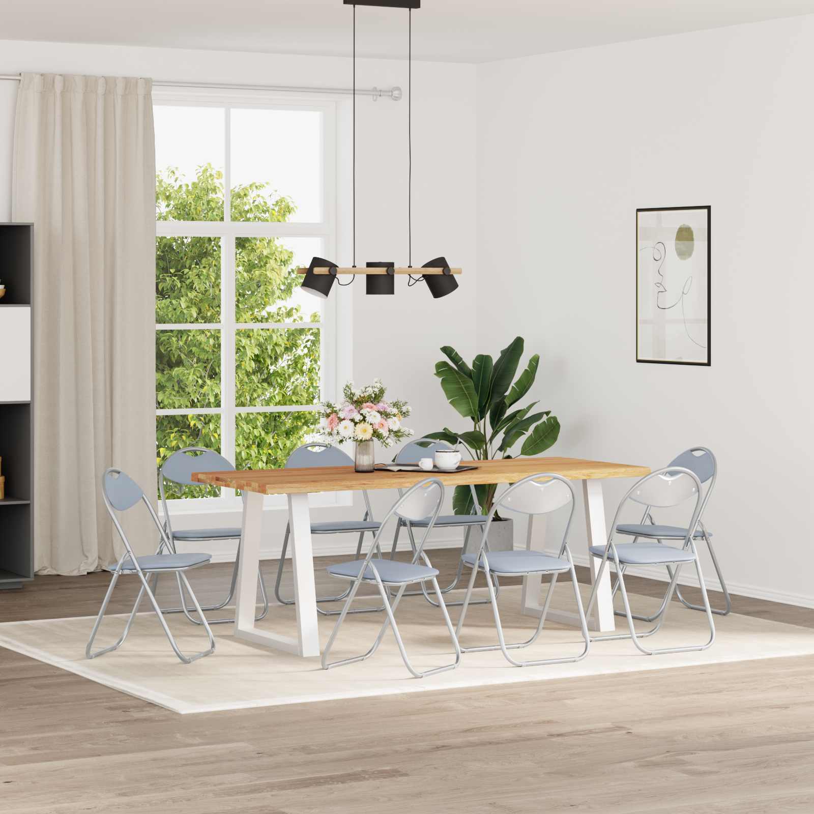 vidaXL Folding Chair 8 pcs Faux Leather Grey 48 x 43.5 x 81 cm 1