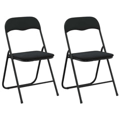 vidaXL Folding Chair 2 pcs Velvet Black 48 x 44 x 78 cm 2