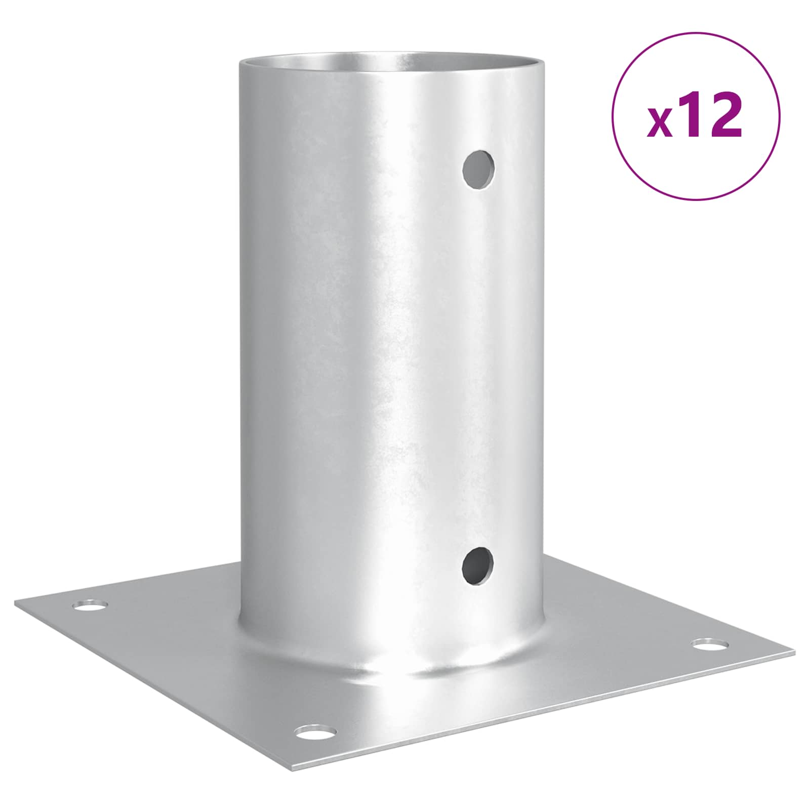 vidaXL Round Ground Anchor 12 pcs Silver 15 x 15 x 15 cm Metal 4