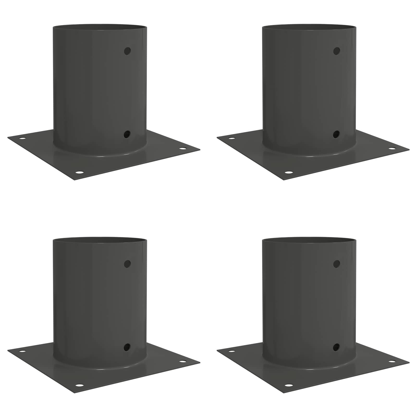 vidaXL Round Ground Anchor 4 pcs Anthracite 18 x 18 x15 cm Metal 2