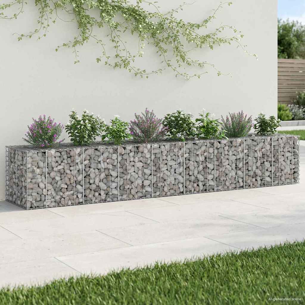 vidaXL Gabion Raised Bed Galvanised Steel Silver