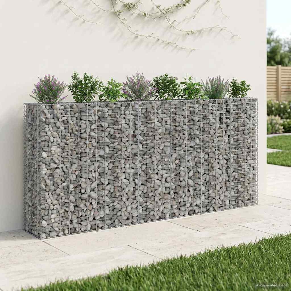 vidaXL Gabion Raised Bed Galvanised Steel Silver