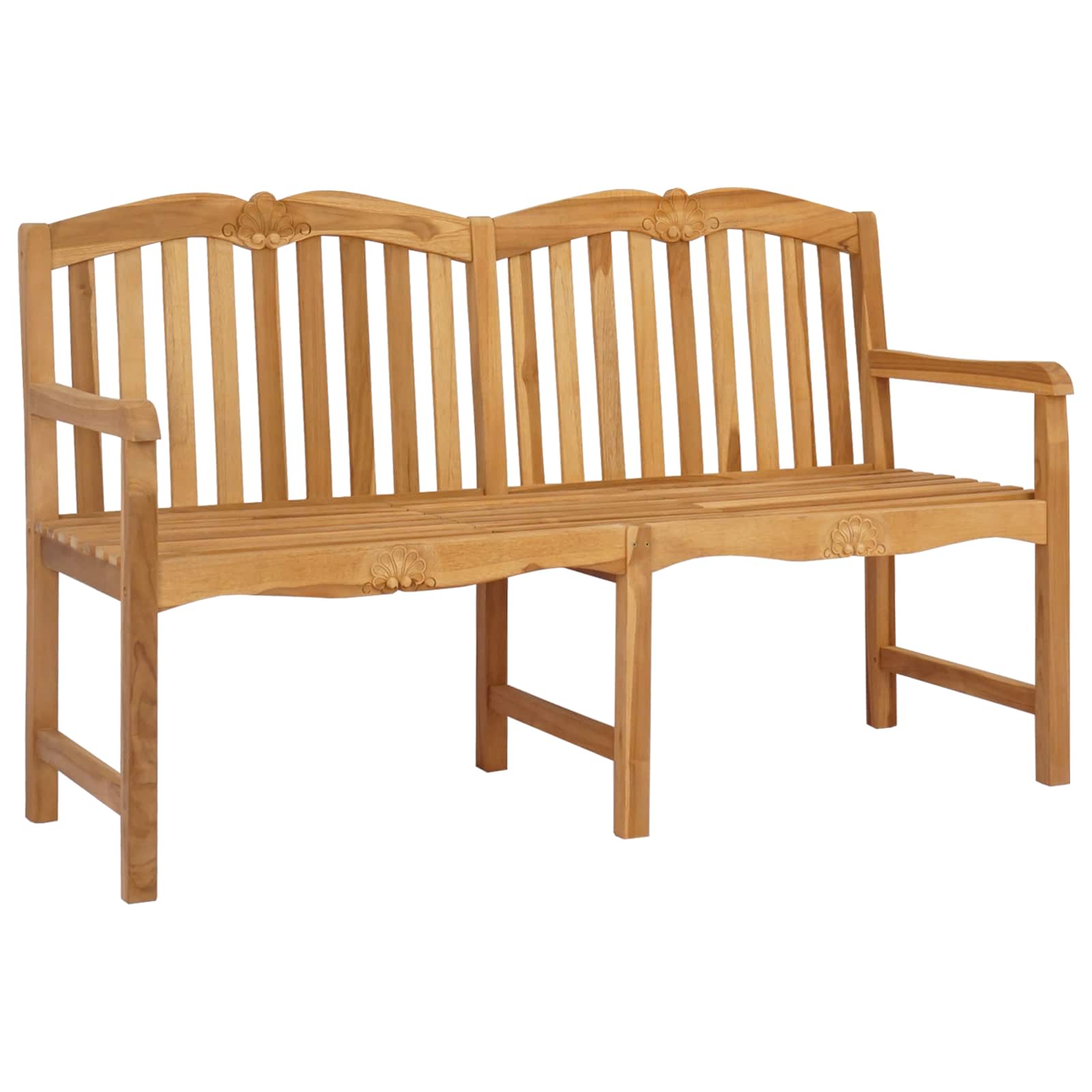 vidaXL Handcarved Rose Bench 155 x 60 x 94 cm Solid Teak Wood Natural 3