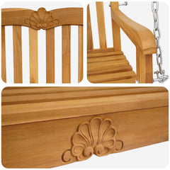 vidaXL Swing Bench 114 x 60 x 60.5 cm Solid Teak Wood Natural 6
