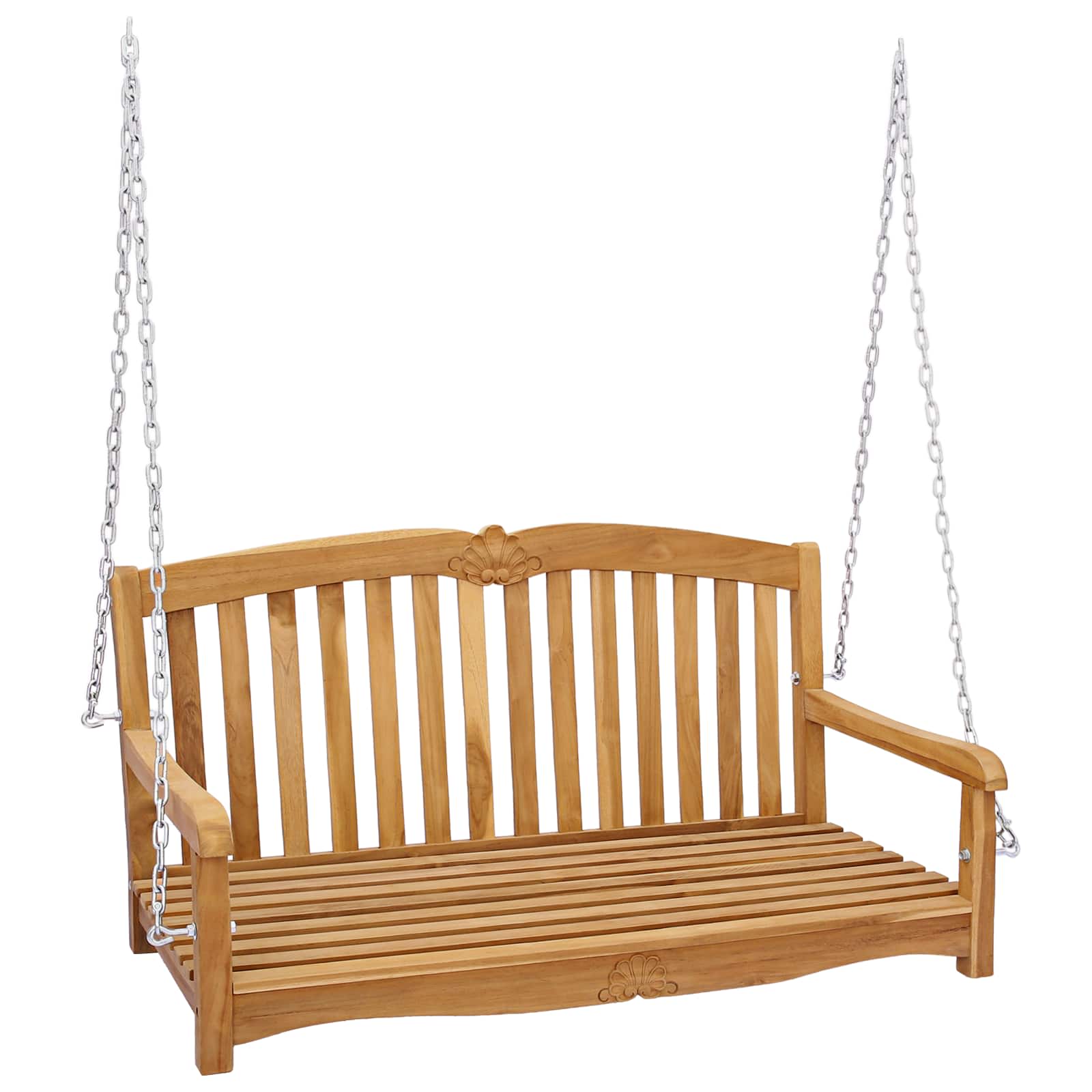 vidaXL Swing Bench 114 x 60 x 60.5 cm Solid Teak Wood Natural 2