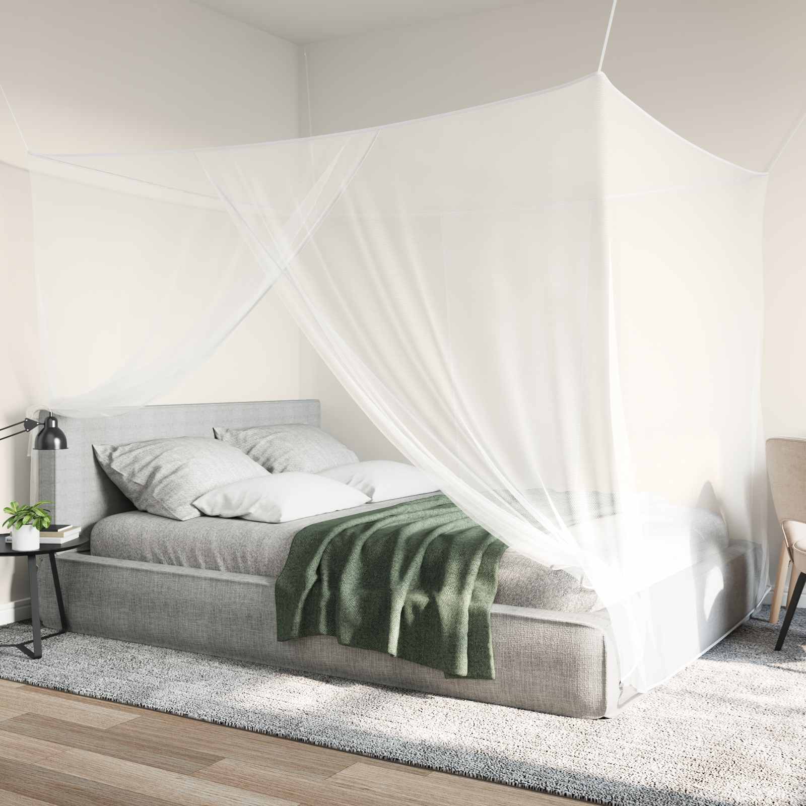 vidaXL Mosquito Net for Bed 3 pcs 156 mesh White 220 x 200 x 210 cm 4