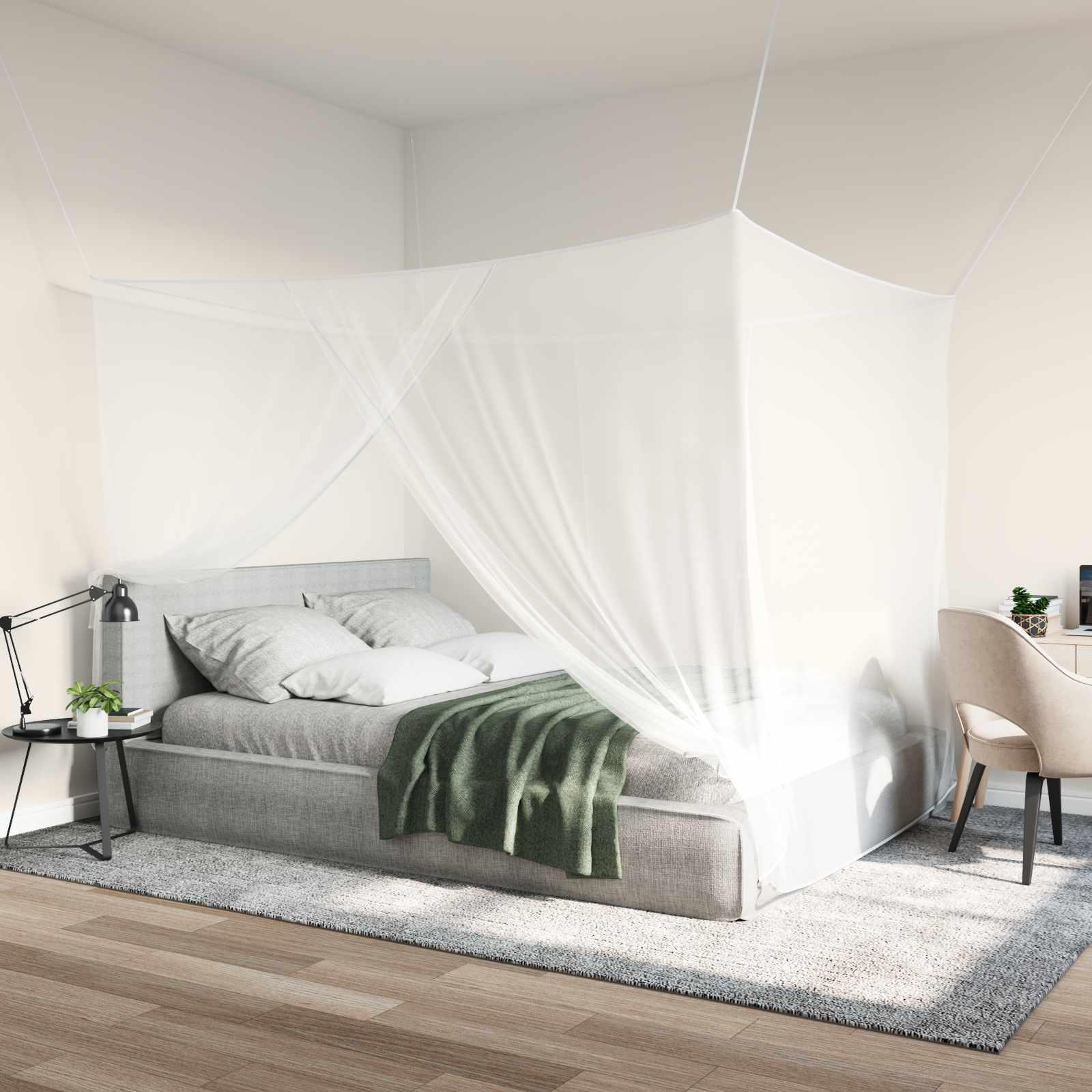 vidaXL Mosquito Net for Bed 3 pcs 156 mesh White 220 x 200 x 210 cm 1