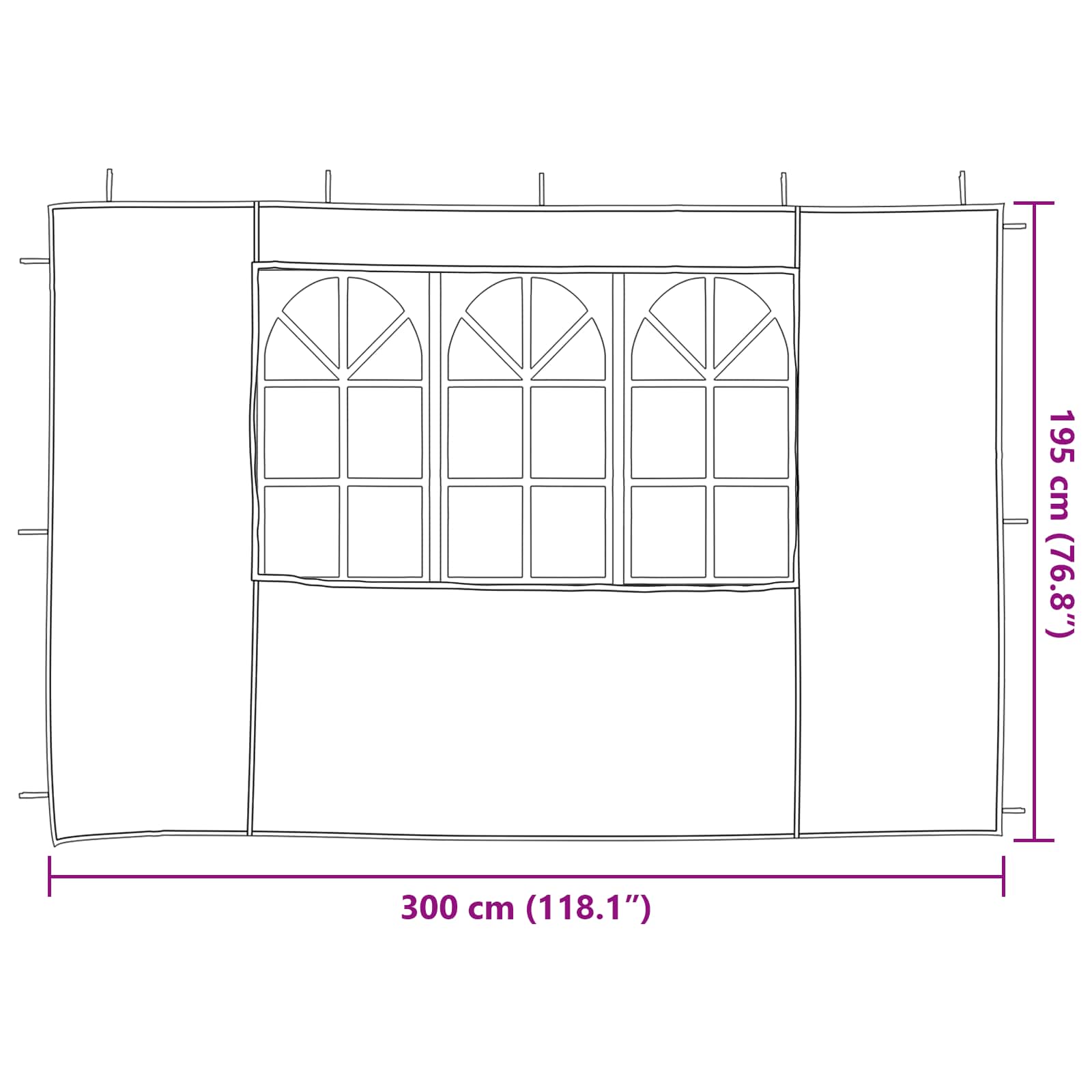 vidaXL Party Tent Sidewall 2 pcs 300 x 195 cm Red PE and Steel 6