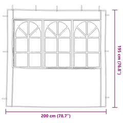 vidaXL Party Tent Sidewall 2 pcs 200 x 195 cm Anthracite PE and Steel 6