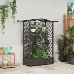 Raised Bed with Trellis and Roof PP Brown with Curved Roof (3 Side trellis) 124 cm 123 cm