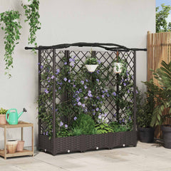 Raised Bed with Trellis and Roof PP Brown with Curved Roof (3 Side trellis) 163 cm 123 cm