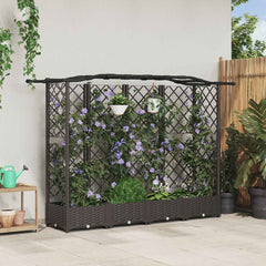 Raised Bed with Trellis and Roof PP Brown with Curved Roof (3 Side trellis) 203.5 cm 123 cm