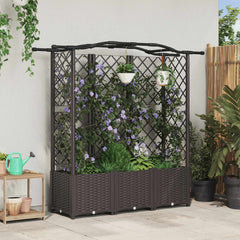 Raised Bed with Trellis and Roof PP Brown with Curved Roof (3 Side trellis) 163 cm 138 cm