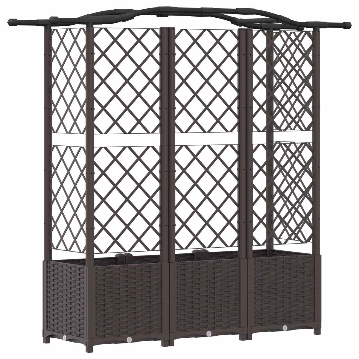 Raised Bed with Trellis and Roof PP Brown with Curved Roof (3 Side trellis) 163 cm 138 cm