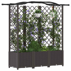 Raised Bed with Trellis and Roof PP Brown with Curved Roof (3 Side trellis) 163 cm 138 cm