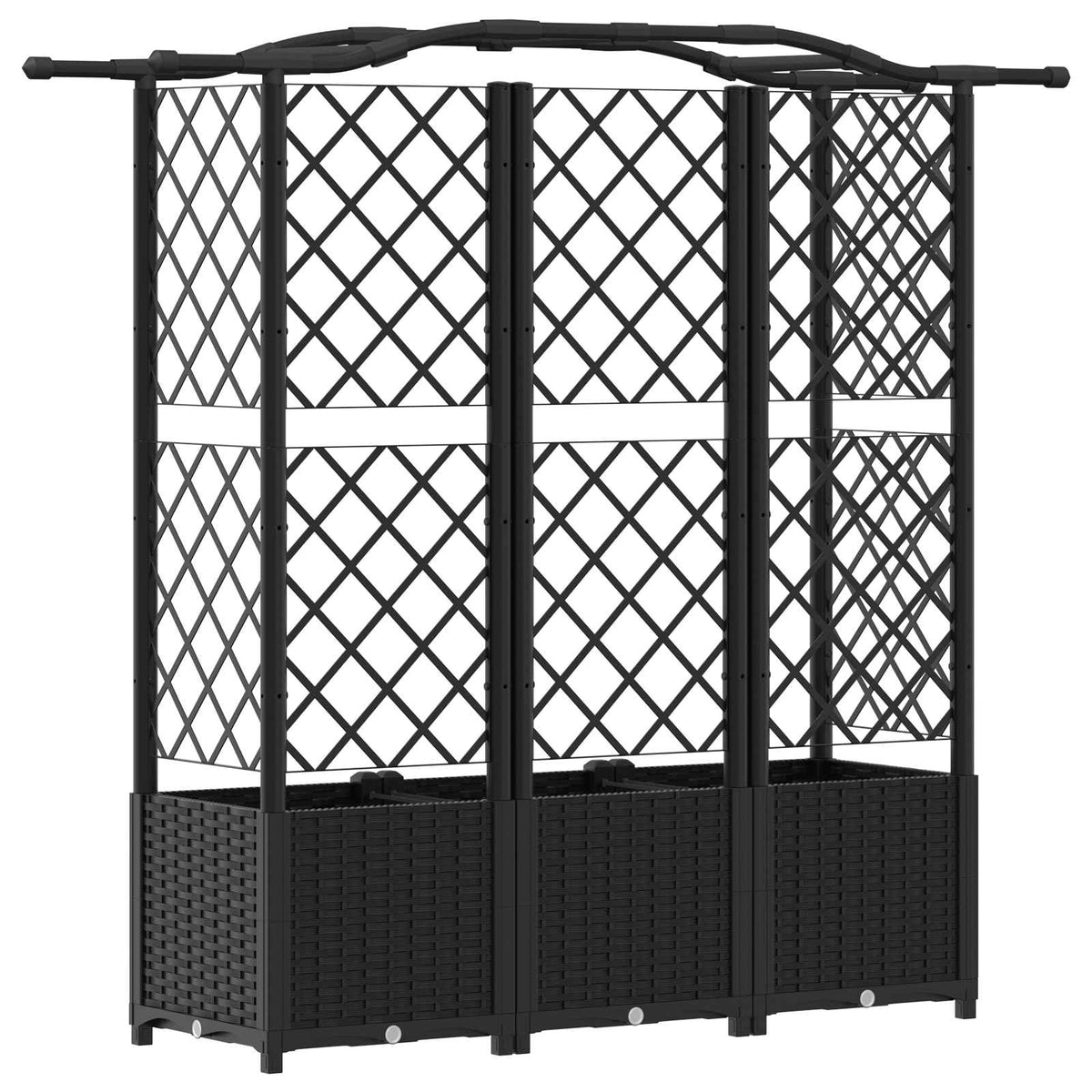 Raised Bed with Trellis and Roof PP Black with Curved Roof (3 Side trellis) 163 cm 138 cm