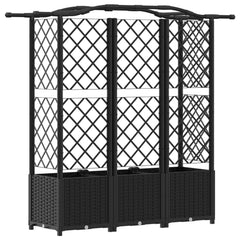 Raised Bed with Trellis and Roof PP Black with Curved Roof (3 Side trellis) 163 cm 138 cm