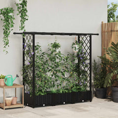 Raised Bed with Trellis and Roof PP Black with Flat Roof (2 Side trellis) 164 cm 121 cm