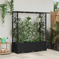 Raised Bed with Trellis and Roof PP Black with Flat Roof (2 Side trellis) 162.5 cm 136 cm