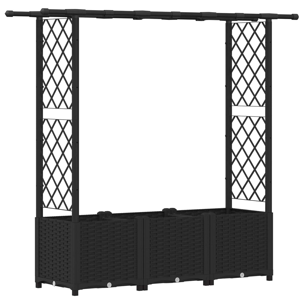 Raised Bed with Trellis and Roof PP Black with Flat Roof (2 Side trellis) 162.5 cm 136 cm