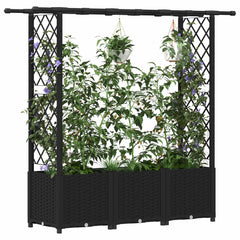 Raised Bed with Trellis and Roof PP Black with Flat Roof (2 Side trellis) 162.5 cm 136 cm